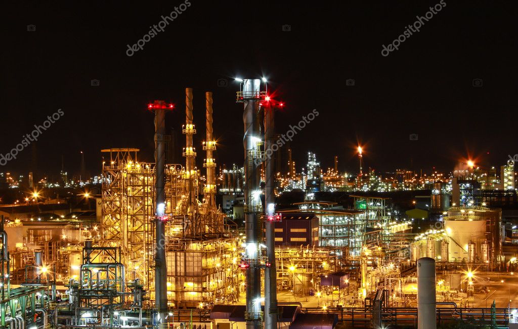 chemical plant night