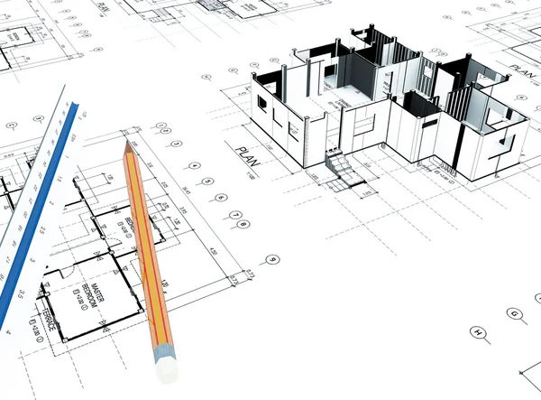 Huis perceel plan — Stockfoto