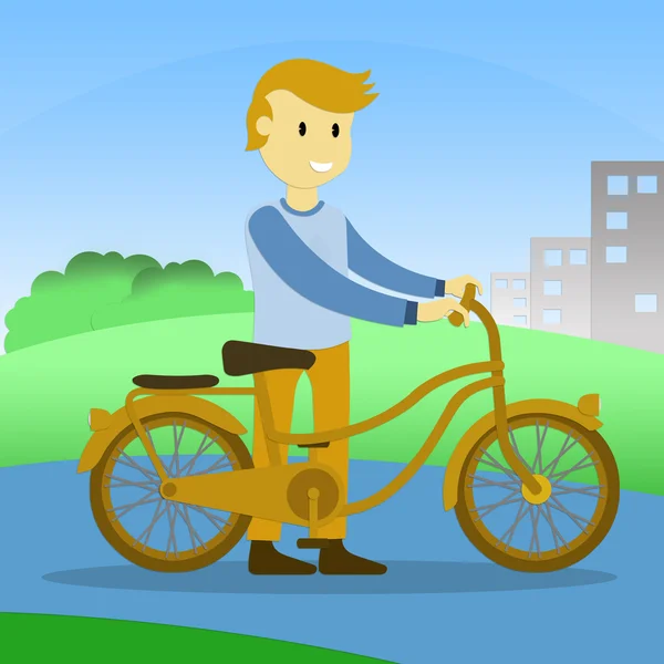 Tonåring med cykel — Stockfoto