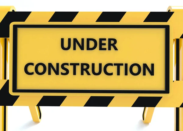 3D Under construction yellow sign — Stock Photo, Image