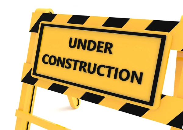 3D Under construction yellow sign — Stock Photo, Image