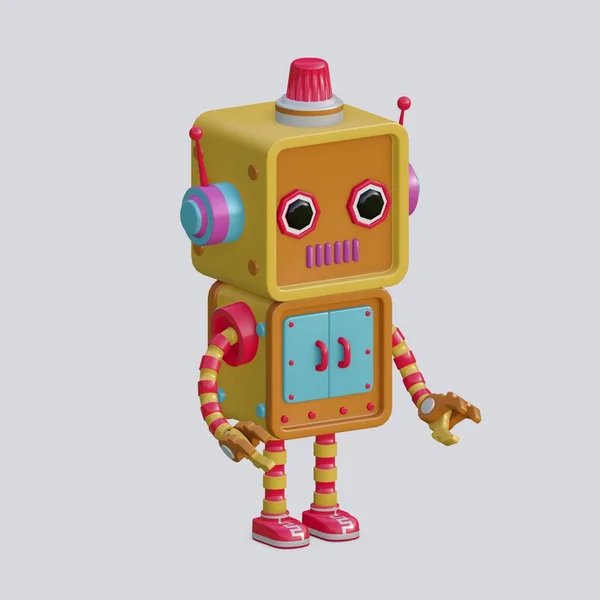 Brinquedo Robô Isolado Fundo Branco Vista Isométrica Generate — Fotografia de Stock