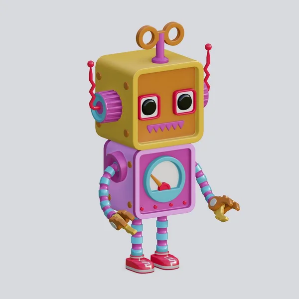 Robot Hračka Izolované Bílém Pozadí Izometrický Pohled Generování — Stock fotografie