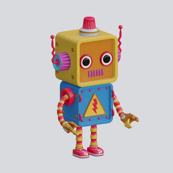 Robot Hračka Izolované Bílém Pozadí Izometrický Pohled Generování — Stock fotografie