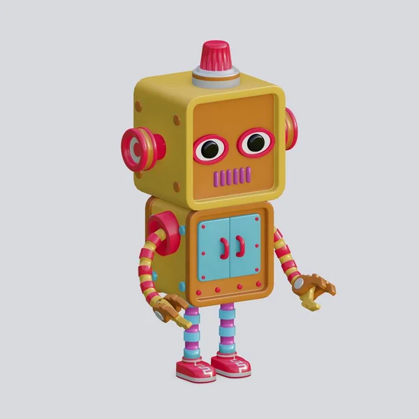 Robot Játék Elszigetelt Fehér Háttér Izometrikus Nézet Generál — Stock Fotó