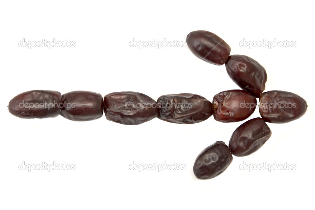 Dried date right arrow on white background