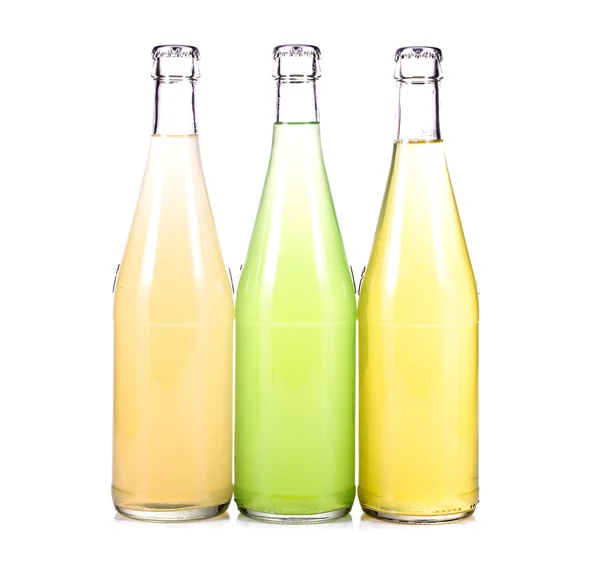 Three bottles of fresh lemonade Rechtenvrije Stockfoto's