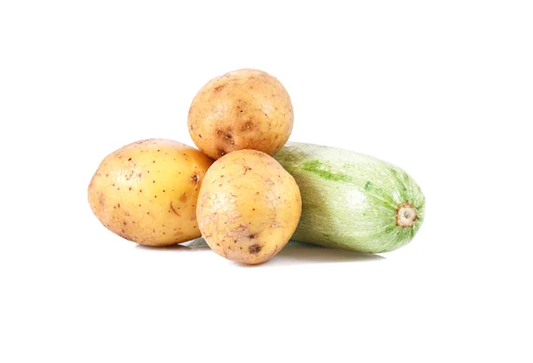 A group of fresh vegetables - potatoes and marrow — Stock Photo, Image