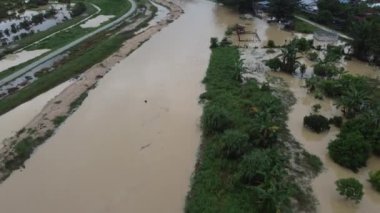 Malezya 'nın kırsal bölgesinde hava manzarası sel bastı
