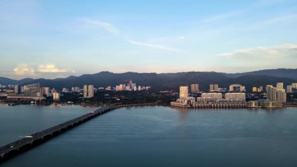Aerial View Penang Bridge Georgetown Day — Stock Video