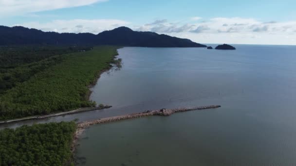 Luchtfoto Kuala Sungai Burung Pantai Malindo Saaie Bewolkte Dag — Stockvideo
