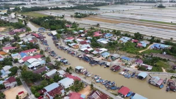 Aerial View Fishing Jetty Malays Village Tanjung Piandang Perak — Video Stock