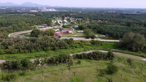Drónfelvétel Malay Faluról Zöld Ültetvény Közelében — Stock videók