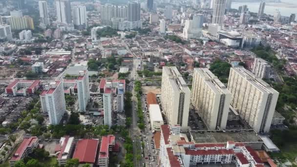 Georgetown Penang Malasia Abr 2021 Apartamento Con Vista Aérea Urbanización — Vídeos de Stock