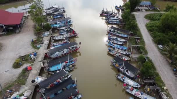 Пенага Пенанг Малайзия Окт 2021 Вид Сверху Парк Рыбацких Лодок — стоковое видео