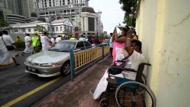 Georgetown Penang Malásia Janeiro 2022 Homem Sentado Cadeira Rodas Levante — Vídeo de Stock