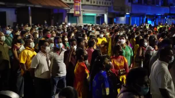 Georgetown Penang Malezja Stycznia 2022 Tłumy Hinduskich Wielbicieli Czekają Ulicy — Wideo stockowe