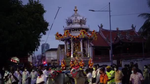 Georgetown Penang Malesia Gennaio 2022 Gruppo Devoti Segue Passeggiata Del — Video Stock