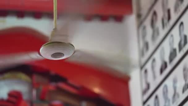 Old Ceiling Fan Rotate Chinese Clan Temple — Stock Video
