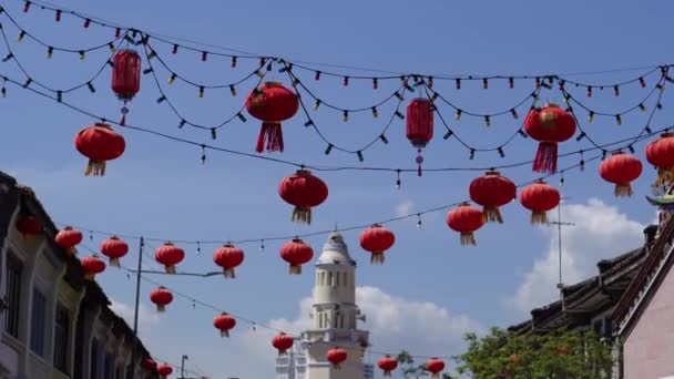 Decoración Linterna Roja Con Fondo Del Edificio Mezquita Islámica — Vídeo de stock