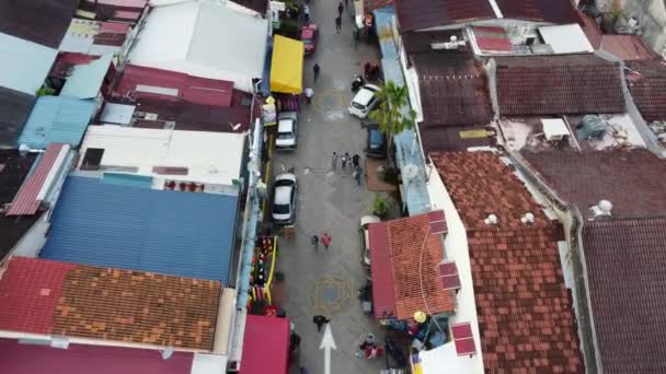 Georgetown Penang Malaysia Nov 2021 Aerial View Rooftop Indian People — Stock Video