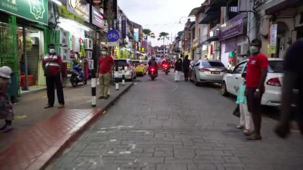 Georgetown Penang Maleisië Dec 2021 Verhuizen Bij Little India Van — Stockvideo