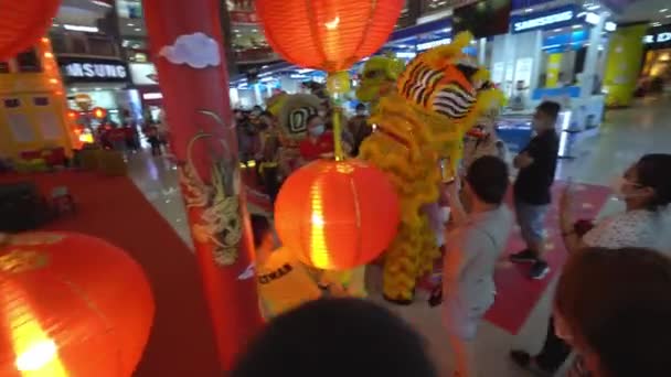 Georgetown Penang Malásia Janeiro 2022 Apresentação Dança Leão Tigre Prangin — Vídeo de Stock