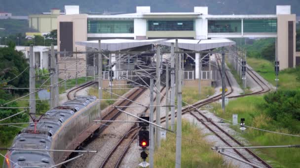 Bukit Mertajam Penang Malaysia Jan 2021 Elektrisk Tågtjänst Ets Anländer — Stockvideo