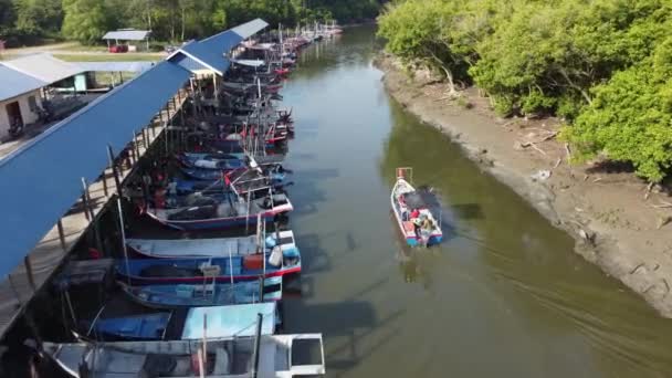 Batu Kawan Penang Malaysia February 2021 Fisherman Journey Leave Jetty — 图库视频影像