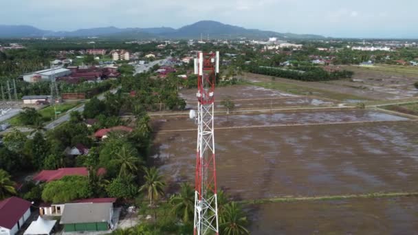 Seberang Perai Penang Malaysia Aug 2021 Aerial Rotation View Telecommunication — 비디오