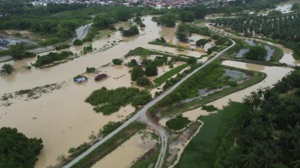 Malaylerin Kampung Evini Hava Manzarası Sel Bastı — Stok video
