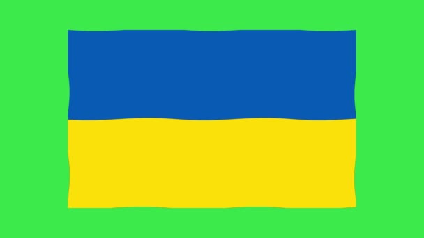 青い黄色のウクライナの旗は緑の画面の背景に手を振る — ストック動画
