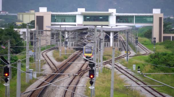 Bukit Mertajam Penang Malásia Jan 2021 Serviço Trem Elétrico Ktm — Vídeo de Stock