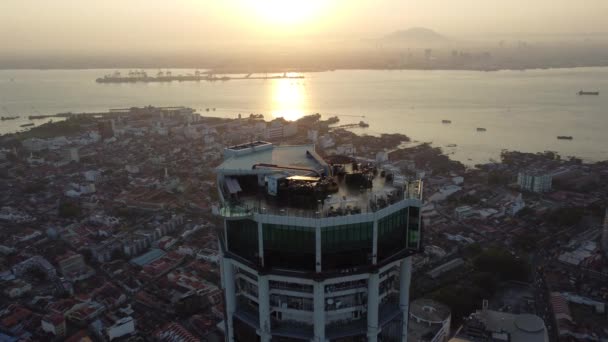 Penaga Penang Malesia Mar 2021 Volata Aerea Verso Komtar Top — Video Stock