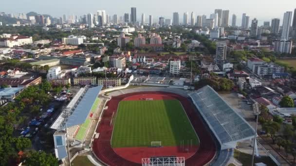 Penaga Penang Malezja Marca 2021 Poranne Loty Lotnicze Wokół Stadionu — Wideo stockowe