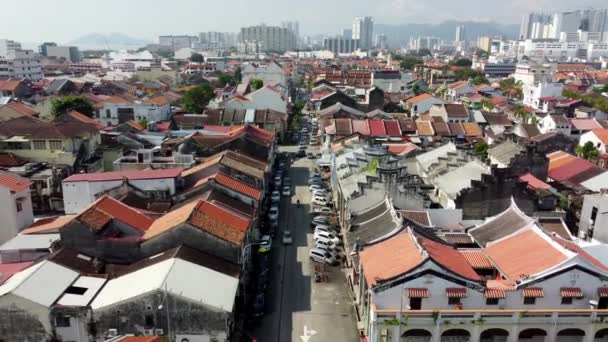 Georgetown Penang Malaysia Dezember 2021 Luftaufnahme Lebuh King Mit Chinesischem — Stockvideo