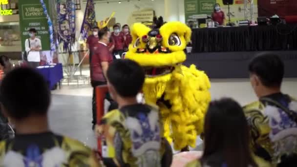 Georgetown Penang Malesia Gennaio 2022 Danza Del Leone Giallo Esibisce — Video Stock