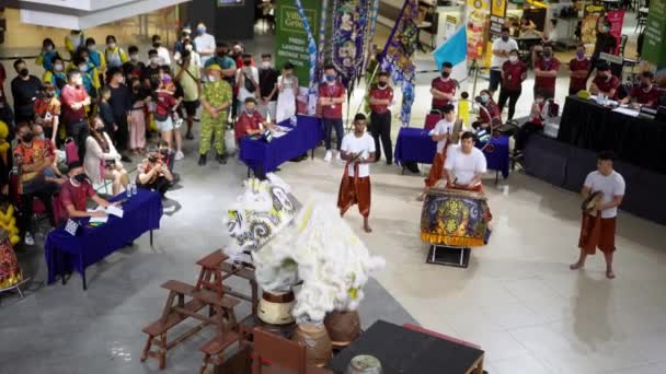 Georgetown Penang Malezya Ocak 2022 Beyaz Aslan Dans Dansı Turnuva — Stok video