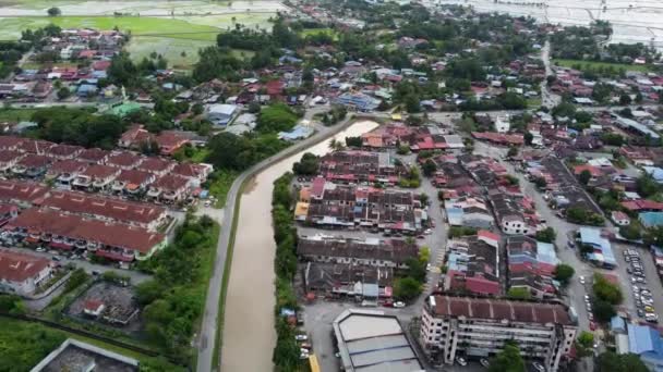 Vista Aérea Zona Residencial Suburbana Cerca Plantación — Vídeos de Stock