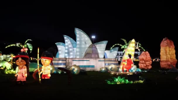 Georgetown Penang Malesia Dic 2021 Light Display Dell Australia Sydney — Video Stock