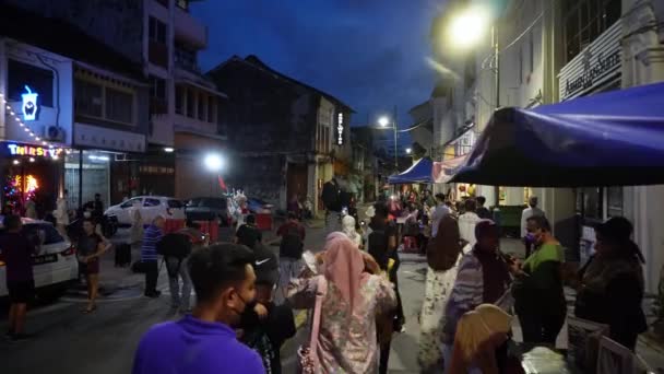 Georgetown Penang Malaysia Dec 2021 Malays Tourist Walk Street Photo — Stock Video