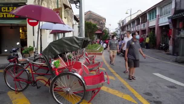 Georgetown Penang Malasia Dic 2021 Visitantes Con Mascarilla Calle Pasan — Vídeos de Stock
