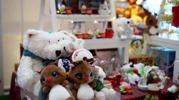 Georgetown Penang Malásia Dezembro 2021 Feche Decoração Urso Brinquedo Barraca — Vídeo de Stock