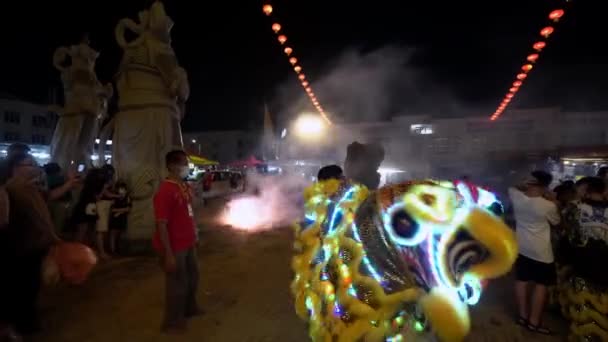 Бенуорт Пинанг Малайзия Января 2022 Года Танец Львов Руководством Дирижера — стоковое видео