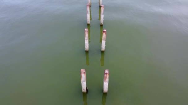 Vista Aerea Acciaio Rotto Pescatore Ponte Molo — Video Stock