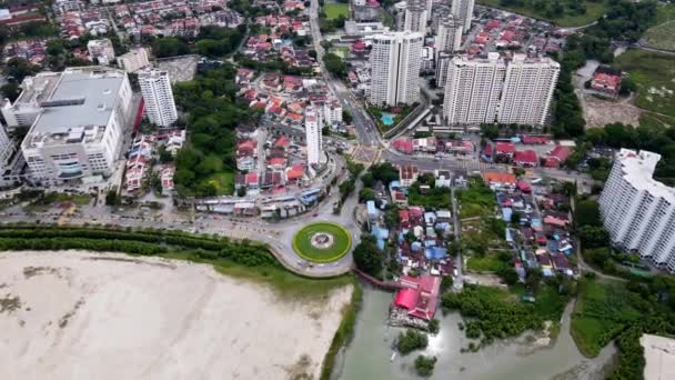 Georgetown Penang Malezja Października 2021 Odzyskiwanie Ziemi Lotu Ptaka Niedaleko — Wideo stockowe