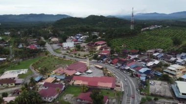 Serdang, Kedah, Malezya - 21 Ekim 2021: Hava manzaralı eski Serdang kasabası