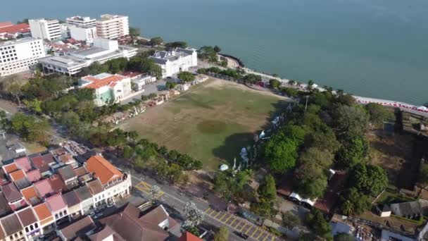 Georgetown Penang Malásia Janeiro 2022 Vista Aérea Padang Kota Lama — Vídeo de Stock