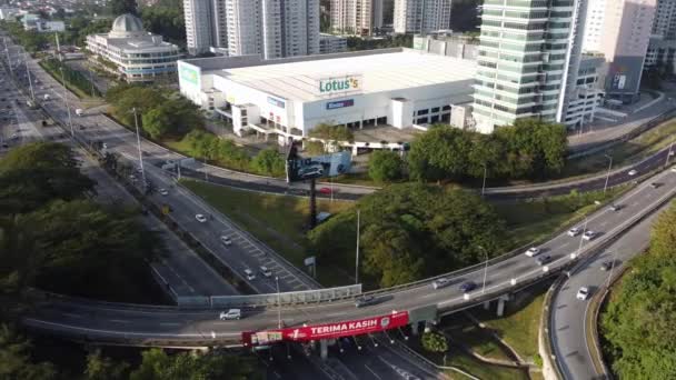 Georgetown Penang Malaysia Jan 2022 Flygfoto Crossover Road Lotus Hypermarket — Stockvideo