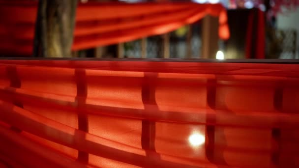Cinematic Ruch Kierunku Czerwonej Tkaniny Dekoracji Tkaniny Domu Podczas Chińskiego — Wideo stockowe